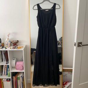 Long Black Dress with leg slits